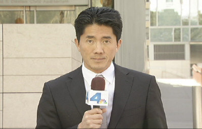NBC4電視台新聞記者陳孟晉應邀在17日洛杉磯市府歡迎中國國家副主席習近平的大型午宴上擔任主持。(記者楊青/攝影)
