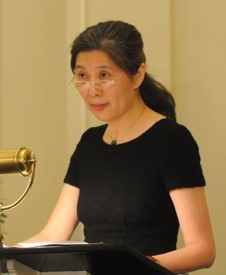 作家查建英在夏志清追思會致詞。(記者許振輝/攝影)