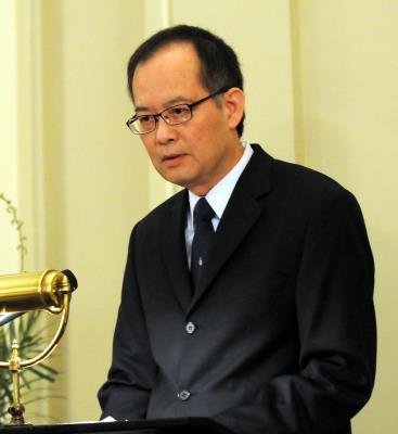 駐紐約台北經文處處長章文樑在夏志清追思會致詞。(記者許振輝/攝影)