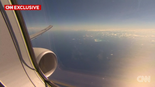 P-8A「海神」偵察機在中國南海上空偵察。