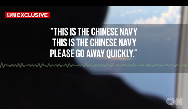 美國海軍P-8A海神偵察機日前在南海上空偵察中國在南海填海造島,中國派出軍機驅離時發出警告:「這是中國海軍,這是中國海軍,請快速離開!」
