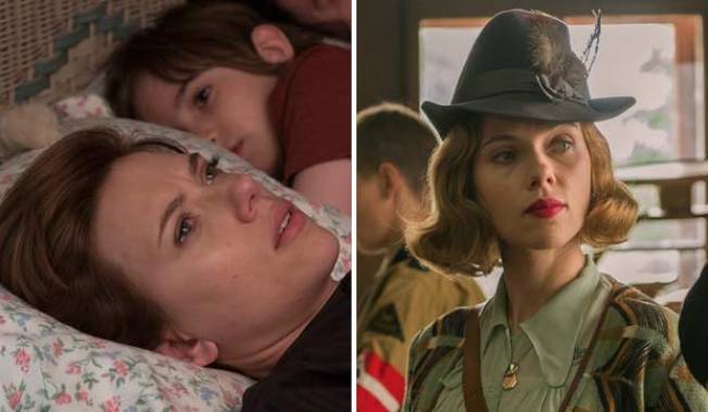 史嘉莉喬韓森(Scarlett Johansson)則因「喬喬兔」(Jojo Rabbit)、「婚姻故事」(Marriage Story)分別入圍最佳女配、女主兩項獎。(福斯探照燈、Netflix圖片)